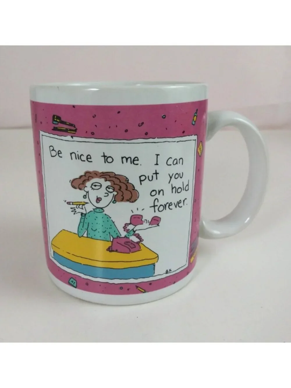 Vintage 1989 Hallmark Shoebox Greetings Be Nice To Me Secretary Funny Coffee Cup